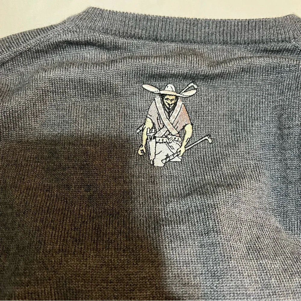 Peter Millar Gray Merino Silk Blend V-Neck Sweater - Large Golf‎ Preppy